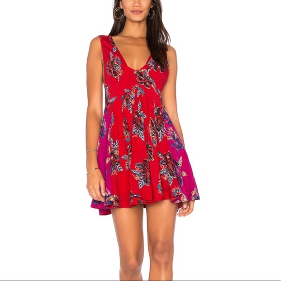 Free People Dresses & Skirts - Free People Red Floral Mini Dress
